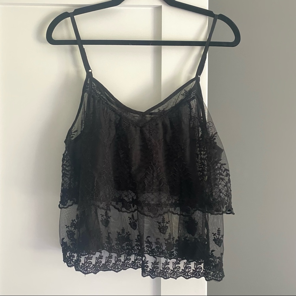 American Eagle Outfitters Sheer Tank Black